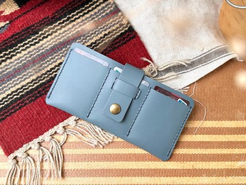 磁鈕搭帶3咭位雙層銀包 好好縫 皮革DIY材料包 真皮 實用 禮物