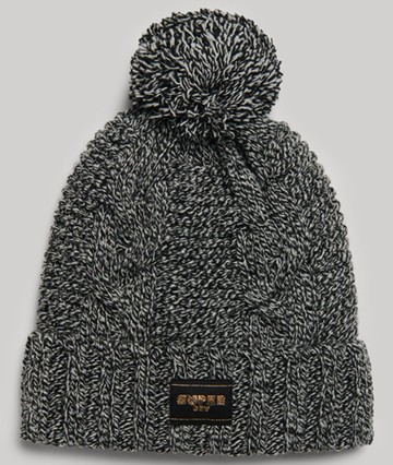 Superdry Women's Women's Cable Knit Beanie Hat Black / Black Fleck - Size: 1SIZE