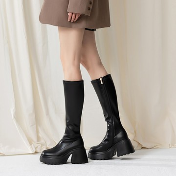 《瘦到沒朋友》輕量厚底辣妹靴(長筒) L-2427BK