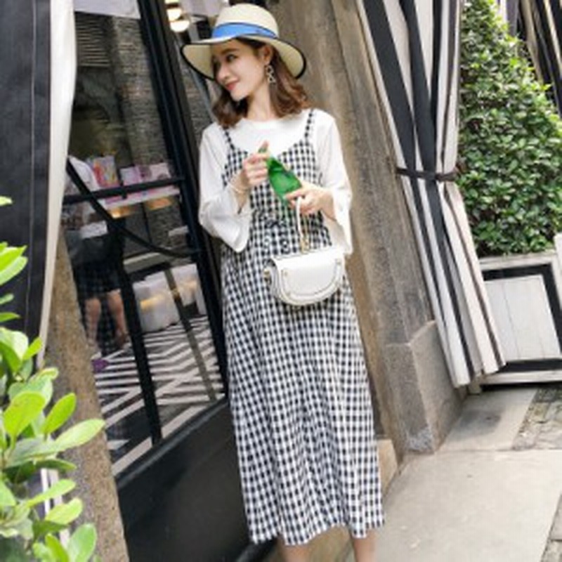 マタニティ ワンピース マタニティウェア 九分袖 キャミソールワンピース 大きいサイズ 前開きボタン チェック柄 ママ ベビー トランペッ 通販 Lineポイント最大1 0 Get Lineショッピング