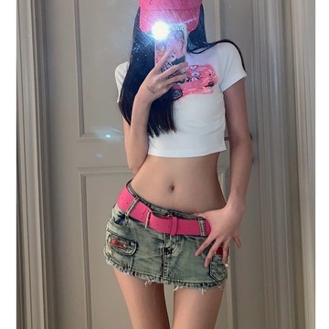美式迷你低腰牛仔裙 前裙後褲 超短裙 迷你裙 褲裙 牛仔短裙 辣妹 y2k 牛仔包臀裙 包臀裙 半身裙 性感穿搭 女裝