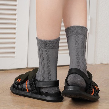 毛圈麻花 情侶中筒襪