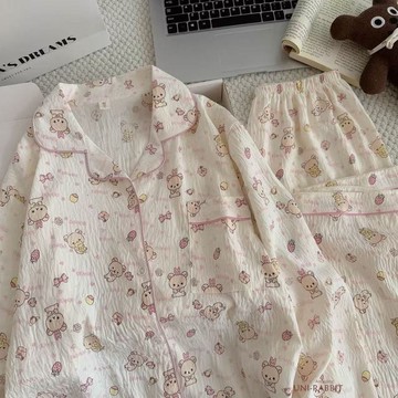 日系ins甜美可愛雲朵棉睡衣女長袖春秋季可愛學生外穿家居服套裝睡衣睡衣女生大碼睡衣居家睡衣睡衣套裝女睡衣長袖睡衣可愛睡衣