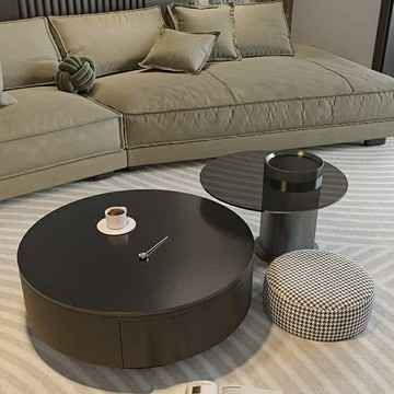 免運 北歐巖板茶幾 現代簡約小戶型客廳家用大理石茶桌 輕奢圓形茶幾 組合大小圓幾 質感家居 網紅同款茶幾