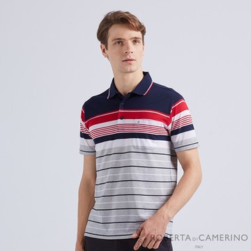 【ROBERTA 諾貝達】男裝 短袖POLO衫-紅藍 條紋款(台灣製 乾爽舒適)