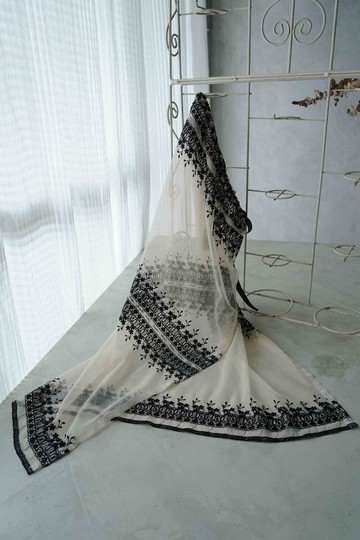 設計手作-古典風格蕾絲燒花粉膚網紗綁帶造型一片裙