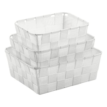 《KELA》Alvaro長方編織收納籃3件-雲白-- 整理籃 置物籃