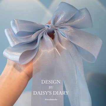 珠光紗藍色大蝴蝶結飄帶發夾兒童粉色頭飾女童公主發卡小女孩發飾