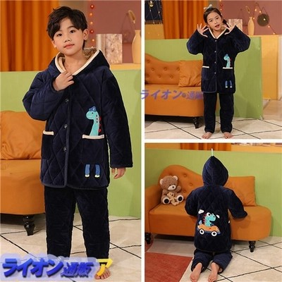 キッズパジャマ 中綿 キルティング 子供服 ルームウェア 秋冬 パジャマ 男の子 女の子 可愛い恐竜 前開き フード付き 上下 通販 Lineポイント最大get Lineショッピング