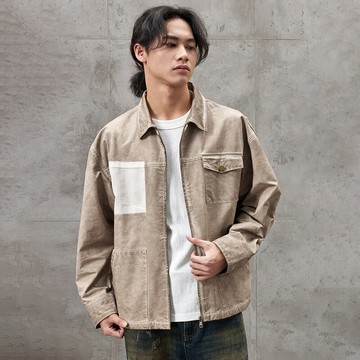 現貨+預購 工裝外套休閒夾克-帆布斜紋工裝拉鍊男外套74iz40【獨家進口】【米蘭精品】