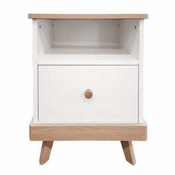 E-home Bucolic田園系上開下抽收納實木腳邊櫃  原木色  1件