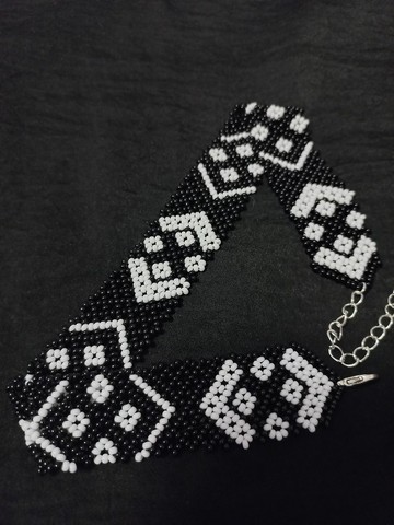 烏克蘭串珠項鍊 黑白手工飾品