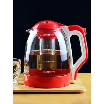 紅色大小容量泡茶壺耐熱玻璃茶壺不銹鋼過濾茶壺家用水壺水杯茶具