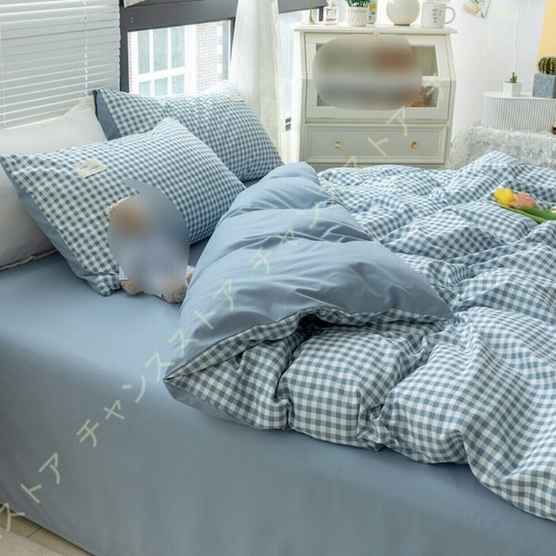 寝具カバー おしゃれ 綿100 掛け布団カバー セット シングル チェック柄 ボックスシーツ 枕カバー 布団カバー ダブル セミダブル 4点セット ベットカバー 通販 Lineポイント最大0 5 Get Lineショッピング