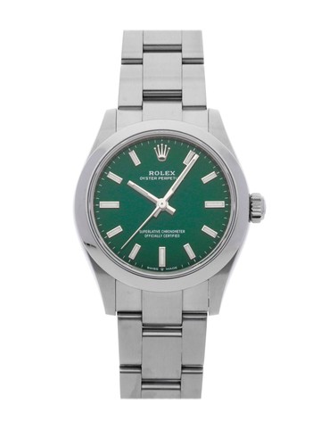 Rolex - 2022 pre-owned Oyster Perpetual 31mm - women - stainless steel - One Size - GREEN