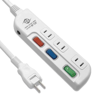 WeiTien 威電 3開3插2P延長線 過載斷電 獨立開關  1.8m  白色  1個