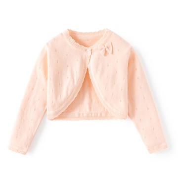 BABUYU - 純棉輕薄透氣小罩衫-蝴蝶結-粉橘