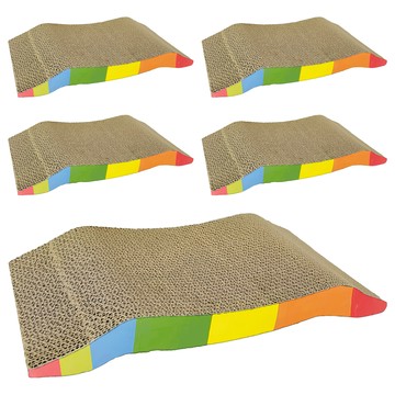 貓抓板 Set 5個 瓦楞紙材質 耐磨紓壓 雙面可用  多色  20.5 x 42.5 x 3.5cm