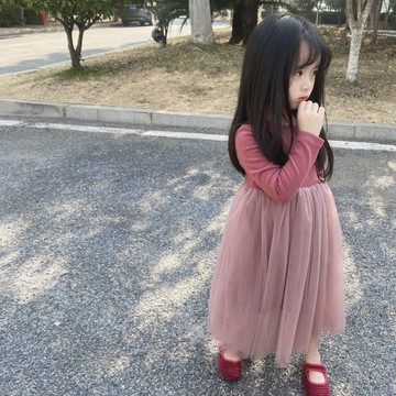 秋季爆款 春秋女童洋裝兒童澳絨柔軟親膚長袖蓬蓬紗裙公主洋裝子 女寶寶假兩件公主網紗連衣裙 女童連身裙 洋氣長袖公主裙