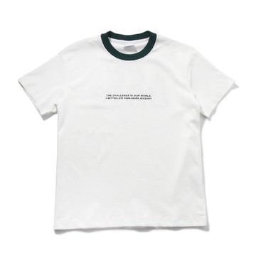 IZZVATI-數位顯示撞色領T-白色