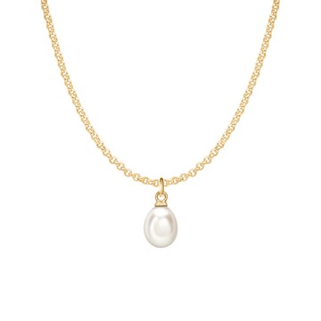 Men's 10mm Oval White Freshwater Pearl Pendant
