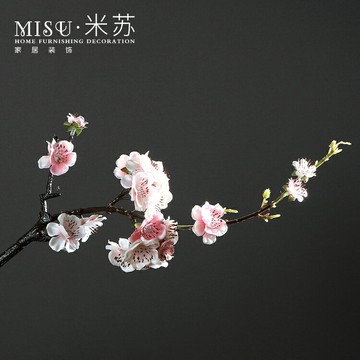 中式短枝臘梅花仿真花擺件客廳裝飾花藝插花餐桌假花桃花干花絹花