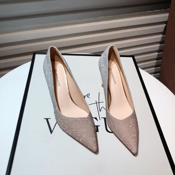 亮片新娘婚鞋女2025新款網紅仙女風高跟年會鞋尖頭細跟單鞋成人禮