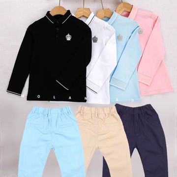 兒童高爾夫球衣服春秋長袖T恤青少年長褲子速干透氣男童女童套裝