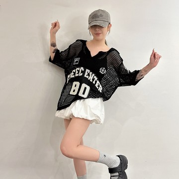 PoLo領短袖針織上衣-黑【KT224652】