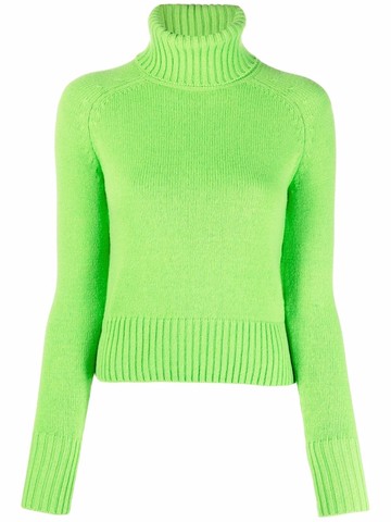 AMI Paris - funnel neck virgin wool jumper - women - Virgin Wool - L - Green