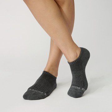 【Footer除臭襪】單色運動逆氣流氣墊船短襪-女款T31M-深灰