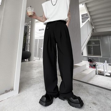 發型師小眾高級感解構休閑垂感闊腿褲男復古寬松ins長褲發型師潮