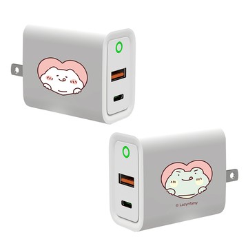 【插畫家聯名】胖才可愛yummy愛心USB3.0+PD20W雙孔充電器