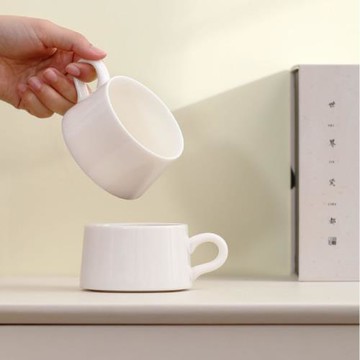 批發白瓷咖啡杯陶瓷拿鐵咖啡杯碟拉花下午茶杯子蛋杯帶手柄帶底碟