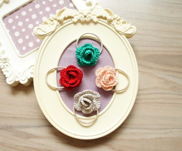 手工編織花朵系列-夢中情人立體玫瑰花髮圈/髮飾/髮束(多色可選)~