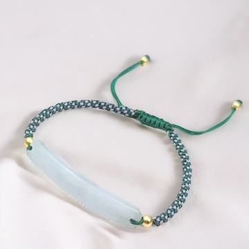 冰種翡翠無事牌編織手鍊 | 天然緬甸玉A貨翡翠 |  送禮