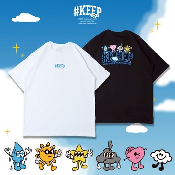 #KEEP TAKE A WALK TEE 白色 黑色 KEEP 宇宙系列 好朋友散步短TEE【KS285】