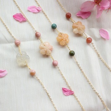 Six Cats 天然阿拉善 櫻花 14K注金 手鍊  禮物