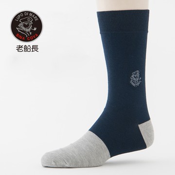 【ifeet/老船長】奈米竹炭薄款中筒刺繡紳士襪(6003)-1雙入-丈青色(老船長sinacova)