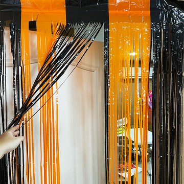 萬聖節 門簾絲 (2米長) 雨絲簾 鋁箔蕾絲 氣球絲 細絲門簾 緞帶 掛簾 裝飾 布置