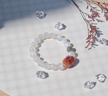 聖誕禮盒 月光石 紅膠花 綠幽靈||招財事業 愛情桃花 助眠 水晶手