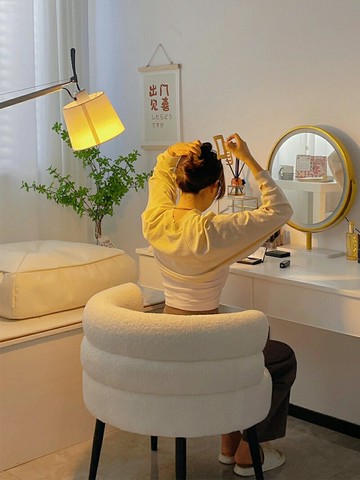 網紅BOBO懶人電腦椅臥室羊羔絨梳妝凳化妝椅子休閑單人沙發椅