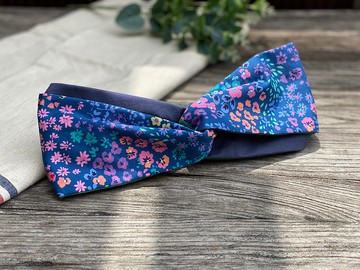 oka 碎花交叉髪帶