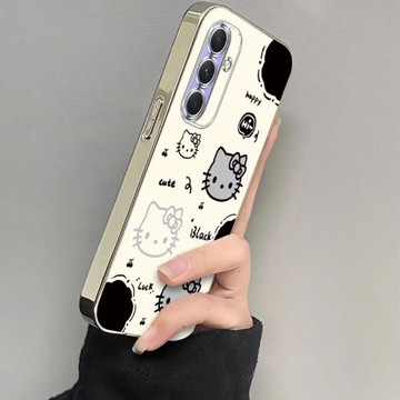 適用于三星A54手機殼SamsungA55鏤空KT貓卡通女款可愛硅膠新款軟殼電鍍透明全包防摔保護套超好看ins風手機殼