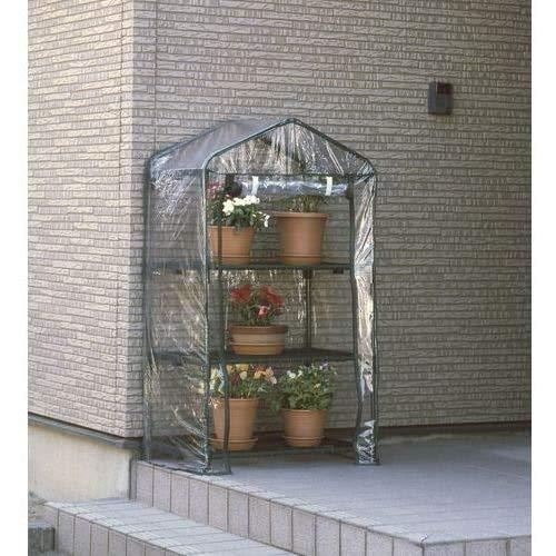 グリーンライフ ビニール温室 棚3段 簡単組立 工具不要 家庭菜園 ガーデンラック フラワースタンド W69*D49*H125cm BO-002H