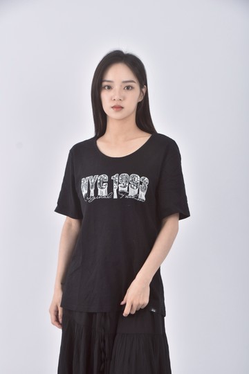 (S) naturally jojo棉質字母黑色短袖上衣