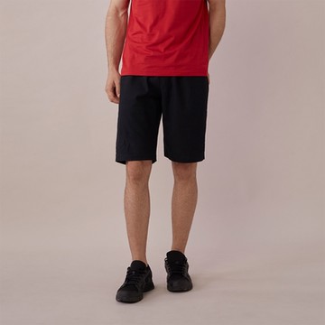 GIORDANO 男裝亞麻抽繩短褲 - 09 標誌黑