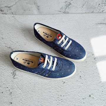 鬆緊帶平底親子鞋 小紅帽與大野狼-牛仔藍