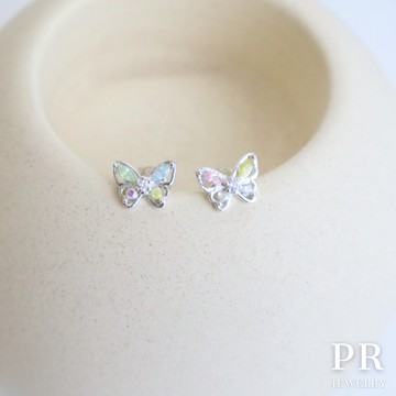 現貨 四彩蝴蝶耳環耳釘 PR飾品