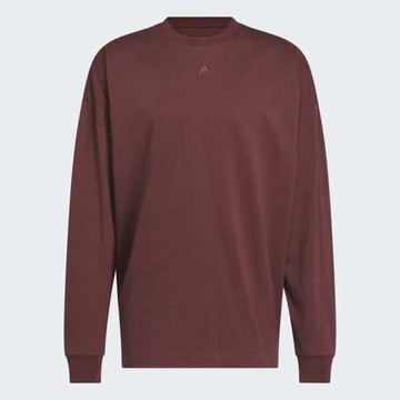 Adidas 愛迪達 Adi Bb Ls Tee JD6131 男女 長袖上衣 休閒長袖 咖啡紅 純棉